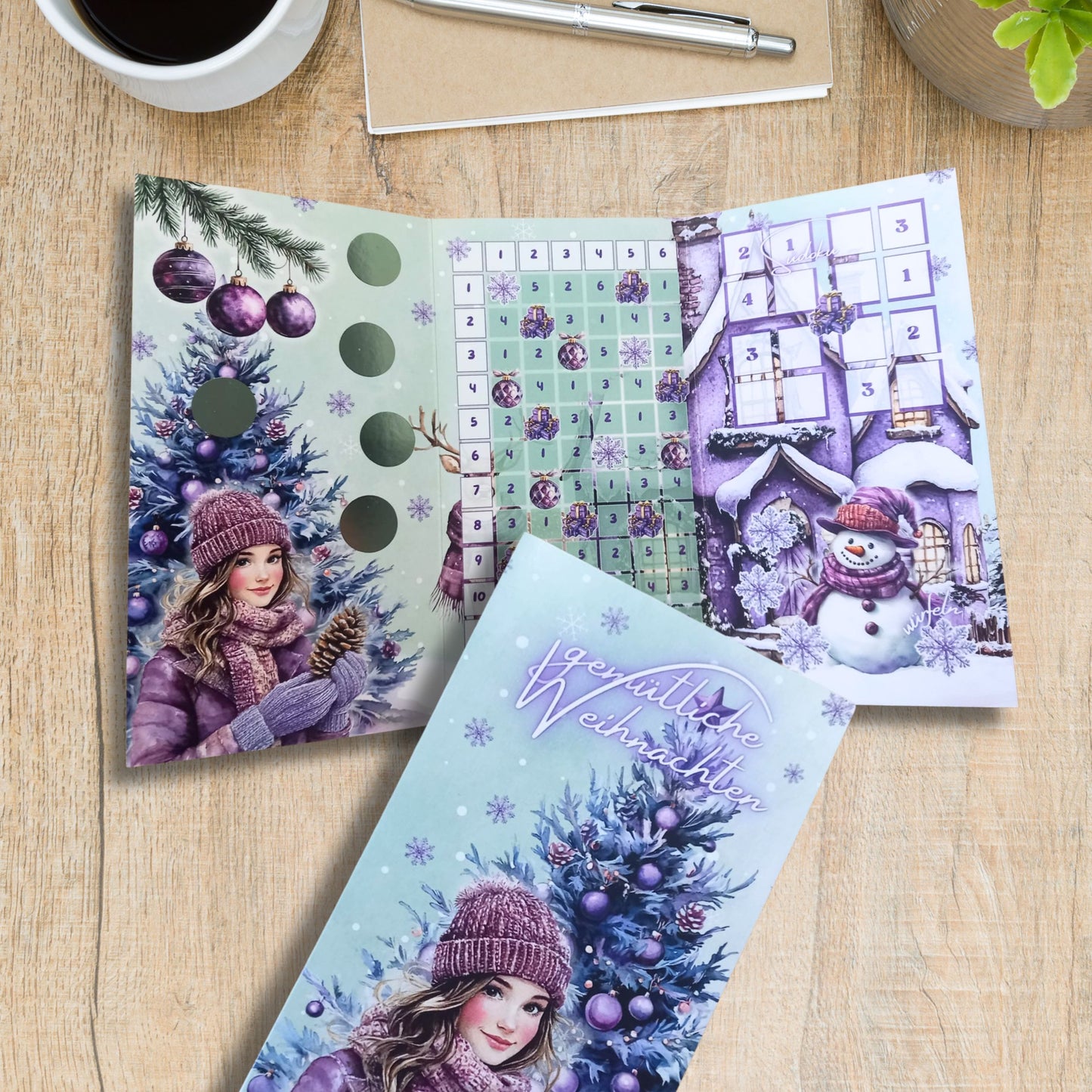 Gemütliche Weihnachten Bingo Klappkarte