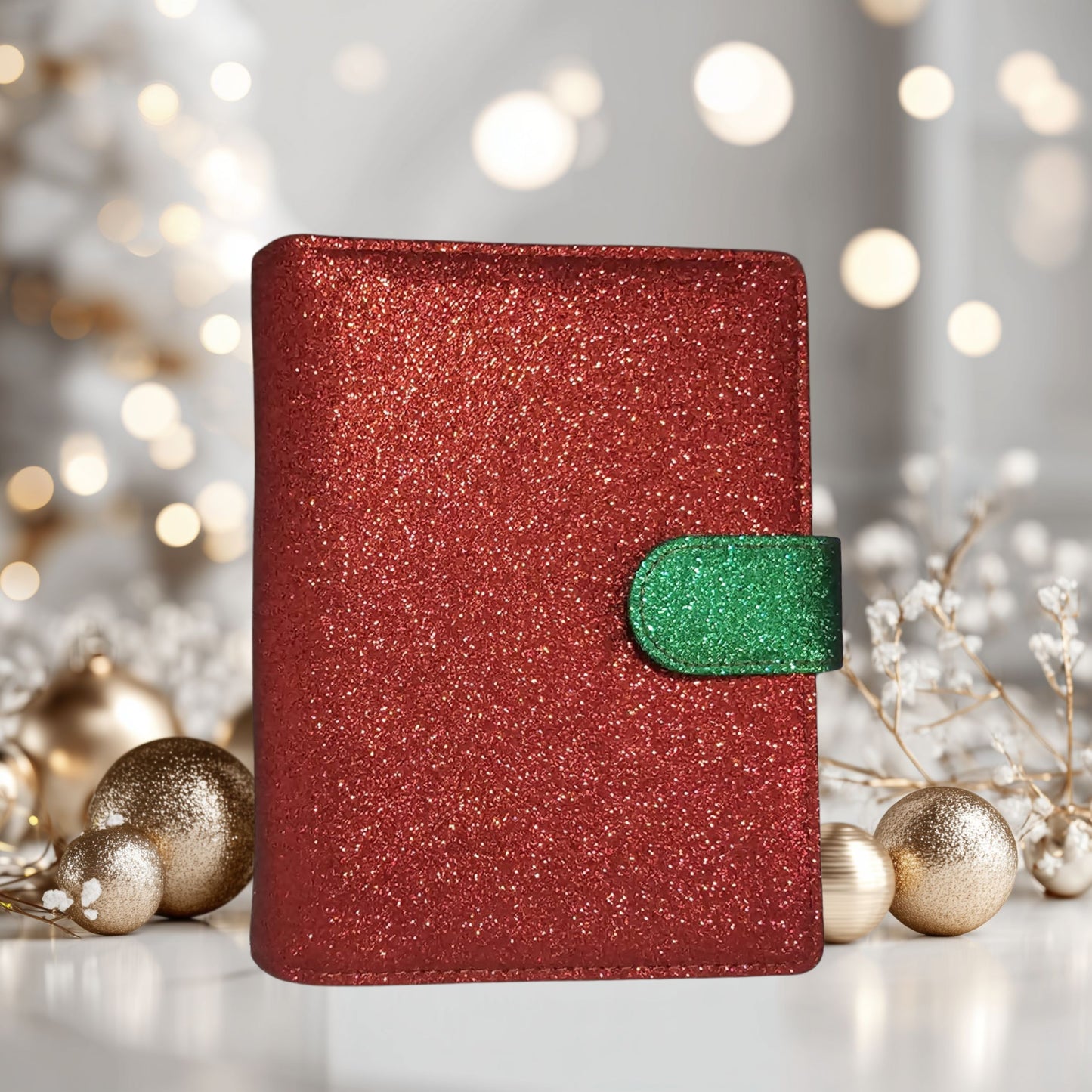 A6 Budget Binder – Glitzer Rot Grün
