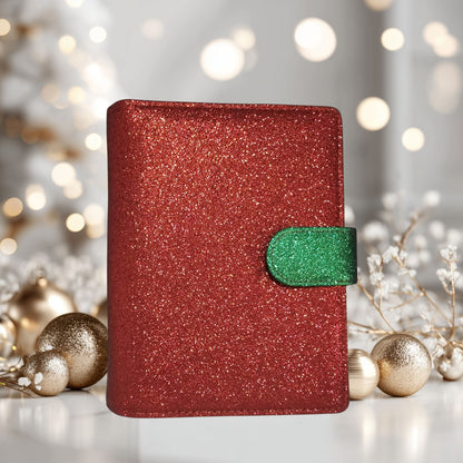A6 Budget Binder – Glitzer Rot Grün