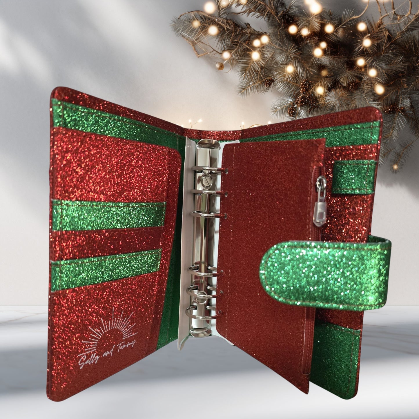 A6 Budget Binder – Glitzer Rot Grün