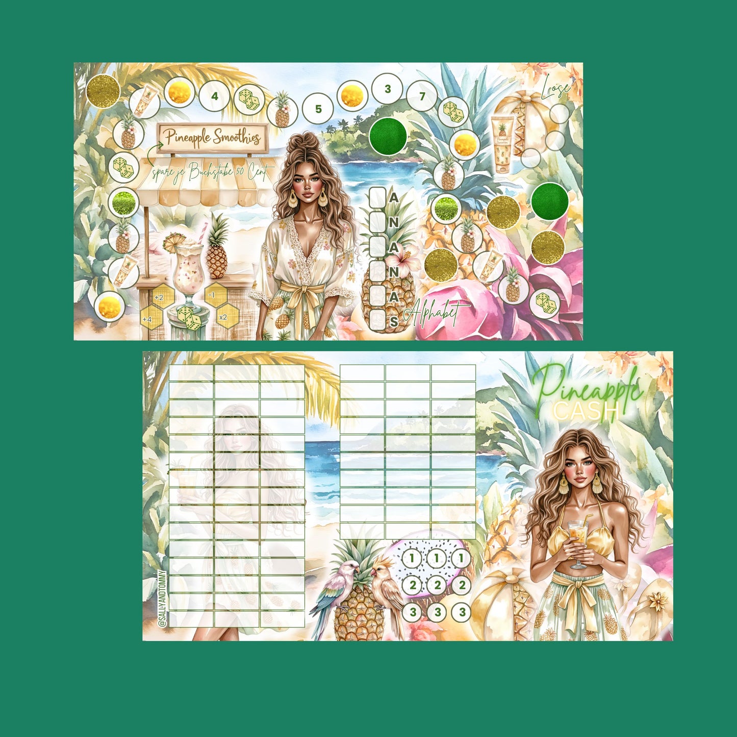 A7 Pineapple Cash Klappkarte (foliert)