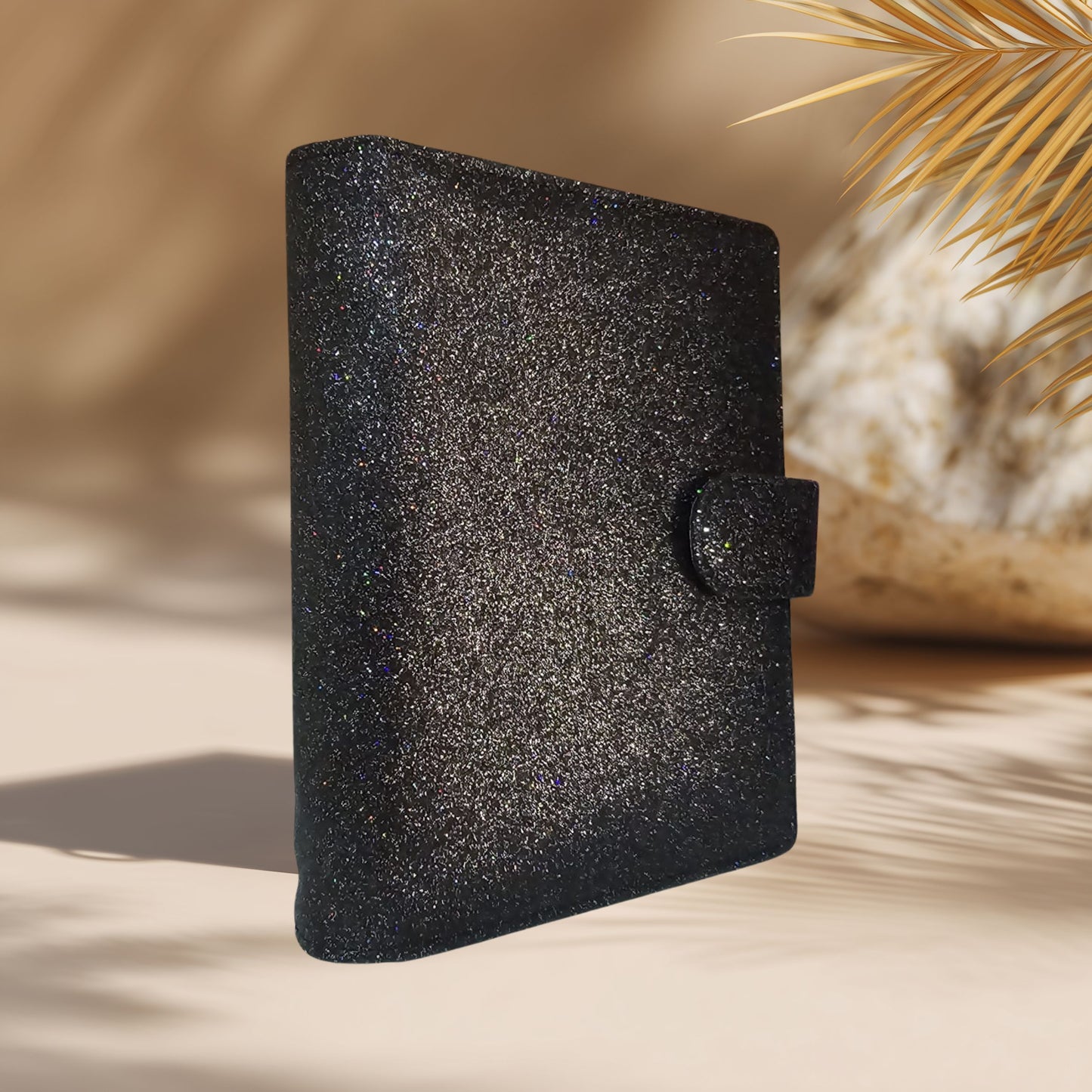 A6 Budget Binder – Glitzer Schwarz Multi