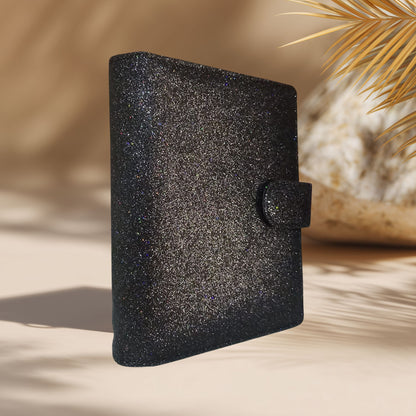 A6 Budget Binder – Glitzer Schwarz Multi