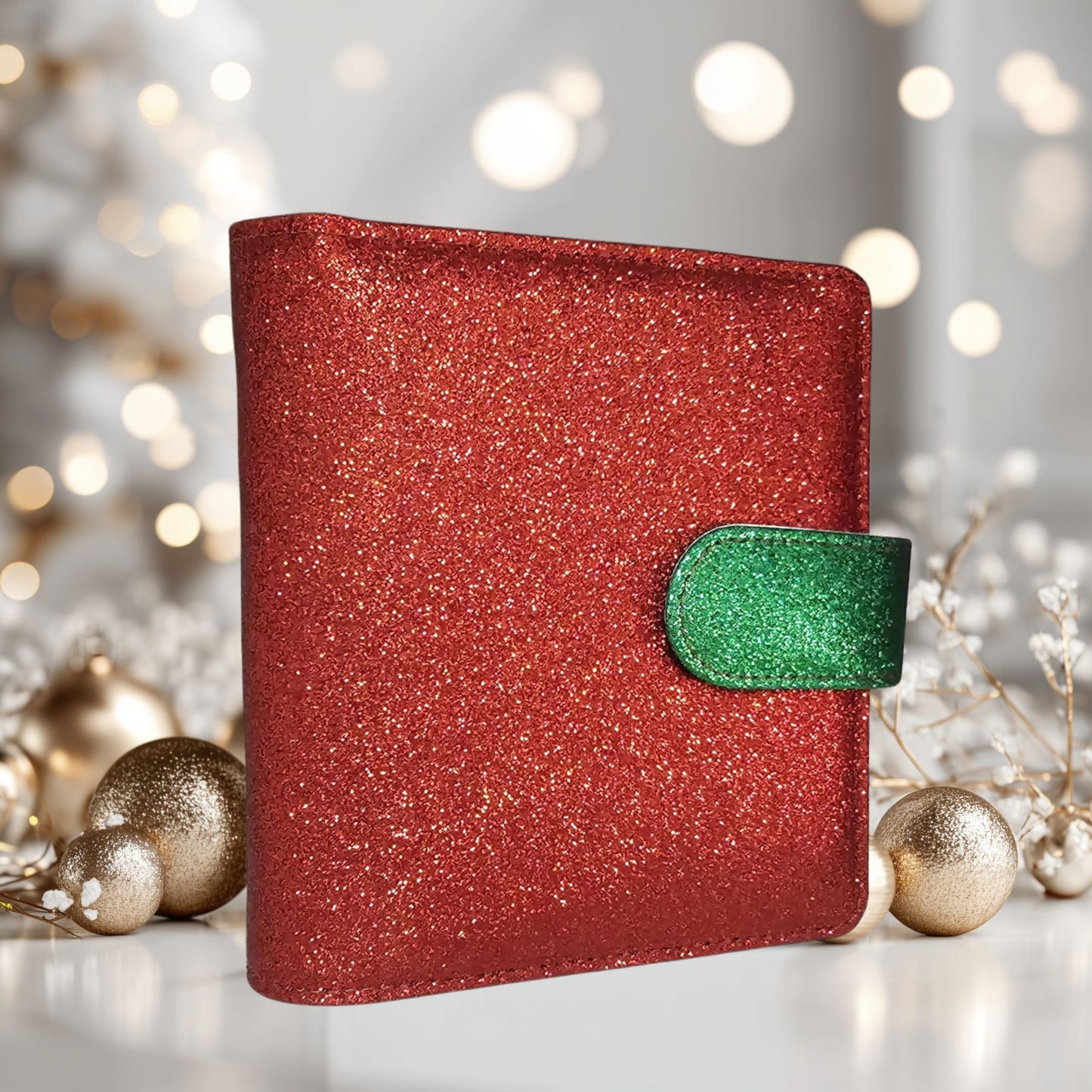 A7 Budget Binder – Rot-Grün Glitzer