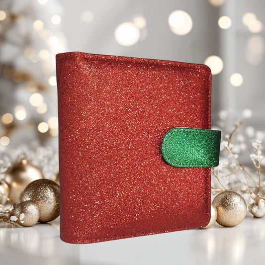 A7 Budget Binder – Rot-Grün Glitzer