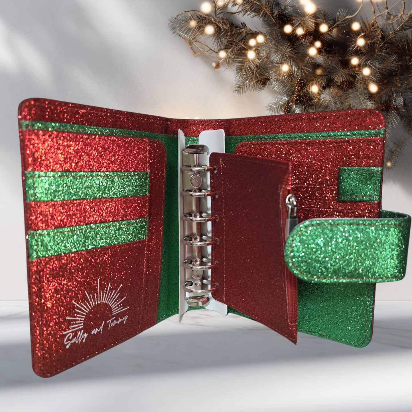 A7 Budget Binder – Rot-Grün Glitzer