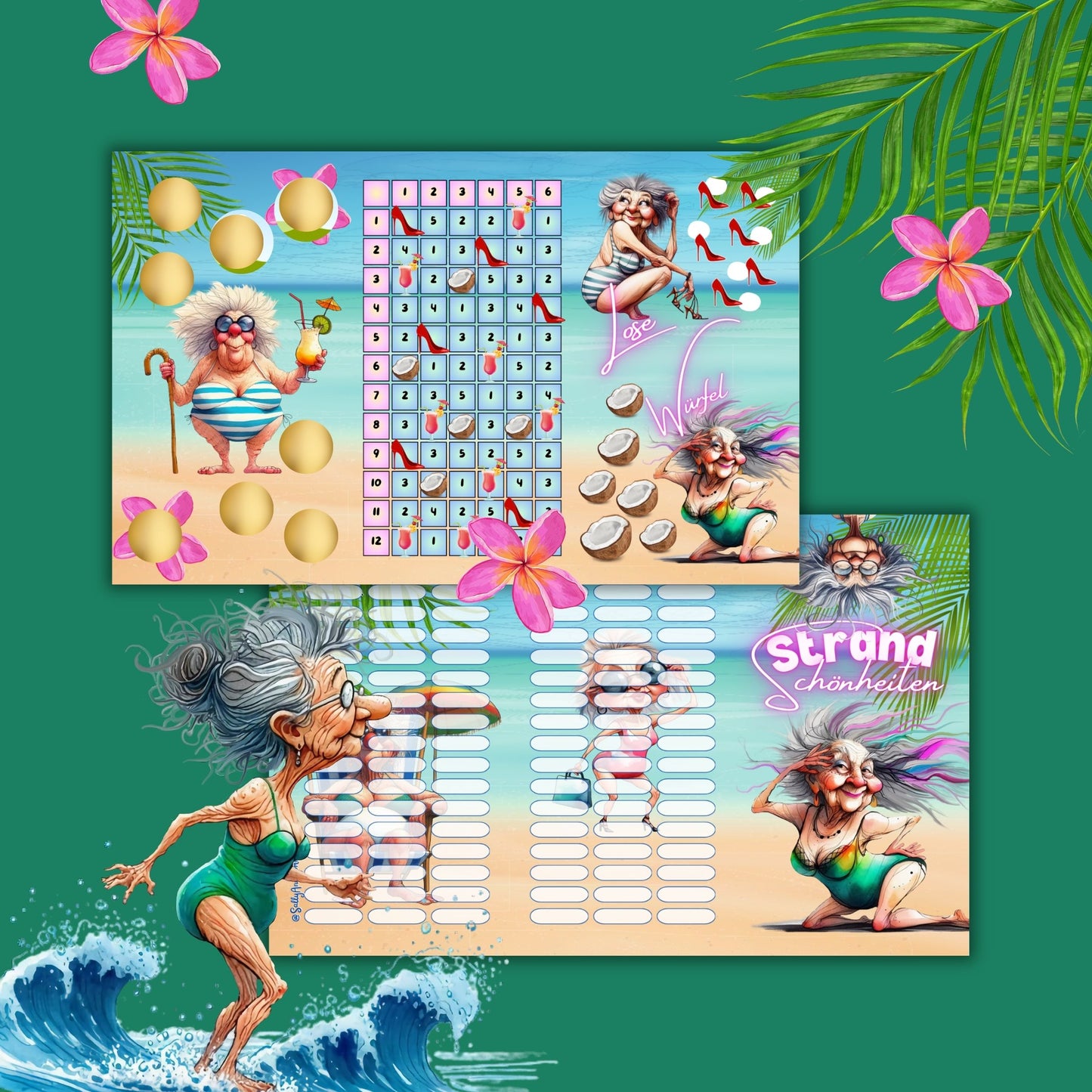 Strandschönheiten Bingo Klappkarte