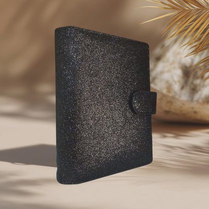 A6 Budget Binder – Glitzer Schwarz Multi
