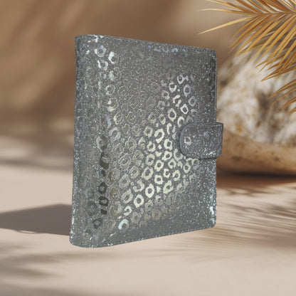 A6 Budget Binder – Silber Glitzer Leo